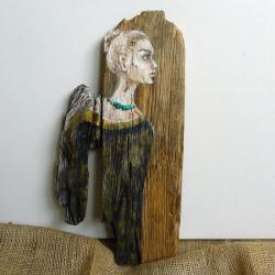 obraz na starej desce,kobieta,anioł - Obrazy - Wyposażenie wnętrz