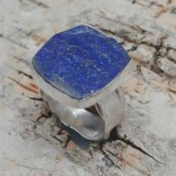 lapis lazuli,srebrny pierścionek,srebro,piryt - Pierścionki - Biżuteria