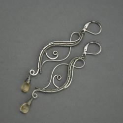 Długie kolczyki,cytryn,wire wrapping - Kolczyki - Biżuteria