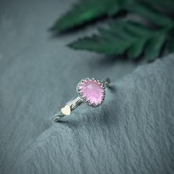 romantyczny pierścionek,różowy turmalin,serce - Pierścionki - Biżuteria