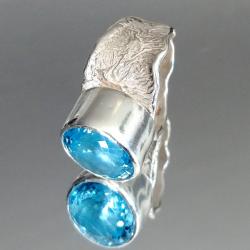królewski pierścień z topazem,błękitny,srebro - Pierścionki - Biżuteria