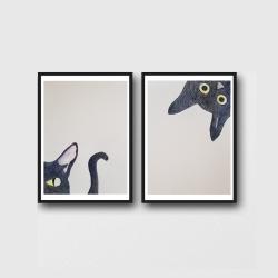 koty,akwarela,kredki - Obrazy - Wyposażenie wnętrz