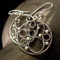 nehesi,kolczyki,wire wrapping,srebrne,recznie - Kolczyki - Biżuteria