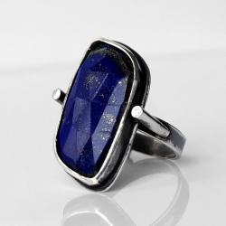 pierścionek srebrny,lapis lazuli,minimalistyczny - Pierścionki - Biżuteria