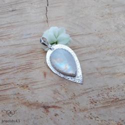 srebro,kamień księżycowy,efektowny wisior - Wisiory - Biżuteria