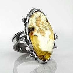 pierścionek srebrny,bursztyn bałtycki,amber - Pierścionki - Biżuteria