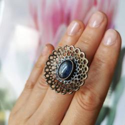 koronkowy pierścień,niebieski pierścionek,kyanit - Pierścionki - Biżuteria