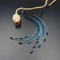 czarno-niebieskie długie kolczyki do ramion - Kolczyki - Biżuteria