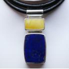 Naszyjniki Celebrytka wisior lapis lazuli,bursztyn,srebro