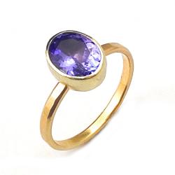 tanzanit,złoty pierścionek z fiołkowym minerałem - Pierścionki - Biżuteria