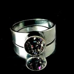 karbrorund,srebrny pierścionek,węglik krzemu - Pierścionki - Biżuteria