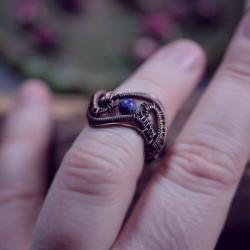 biżuteria miedziana,pierścionek,lapis lazuli - Pierścionki - Biżuteria