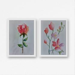 róża,kwiaty,akwarela - Obrazy - Wyposażenie wnętrz
