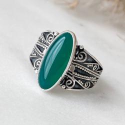 pierścionek,orient,zieleń,srebro - Pierścionki - Biżuteria
