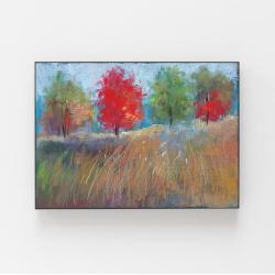 drzewa,kolorowy obraz,malowany pastelami - Obrazy - Wyposażenie wnętrz