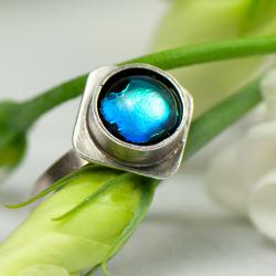 pierścionek ze srebra z niebieskim oczkiem - Pierścionki - Biżuteria