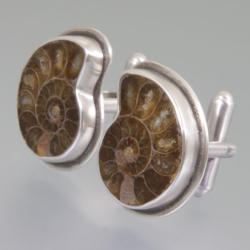 srebrne spinki do mankietów z amonitami - Dla mężczyzn - Biżuteria