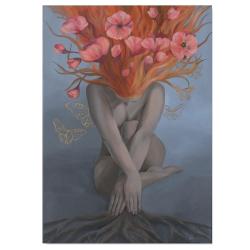 romantyczny,malowany,ruda,kobieta,kwiaty - Obrazy - Wyposażenie wnętrz