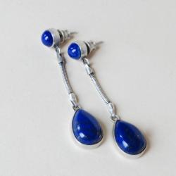 długie,delikatne,nitza,lapis lazuli - Kolczyki - Biżuteria