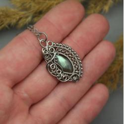 wisiorek,labradoryt,oryginalny,wire wrapping - Wisiory - Biżuteria