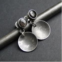 nowoczesne kolczyki srebro,obsydian,sztyfty - Kolczyki - Biżuteria