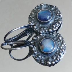 kamień księżycowy,srebrny,srebro,błękit,srebrne - Kolczyki - Biżuteria