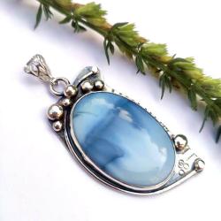 niebieski opal,wisior,srebrny wisior - Wisiory - Biżuteria
