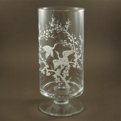 wazon,żurawie,grawerowany,florystyne - Ceramika i szkło - Wyposażenie wnętrz