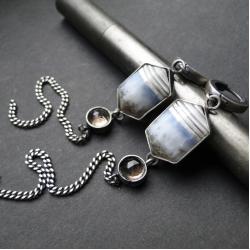 długie kolczyki srebro,opal,kwarc,oksydowane - Kolczyki - Biżuteria
