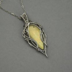 oryginalny elfi wisiorek,labradoryt wire wrapping - Wisiory - Biżuteria