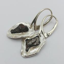 meteoryt,surowe kolczyki,unikaty,srebro - Kolczyki - Biżuteria