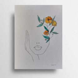 akwarela,kobieta,kwiaty - Obrazy - Wyposażenie wnętrz