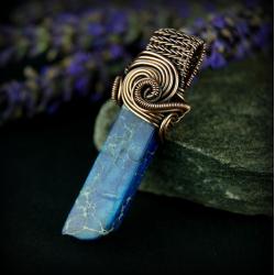 wire wrapping,miedziany wisior,jaspis - Wisiory - Biżuteria