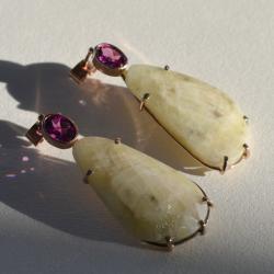 eleganckie kolczyki z różowego złota szafirami - Kolczyki - Biżuteria