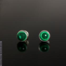 malachit,zielone,delikatne,sztyfty,minimalistyczne - Kolczyki - Biżuteria