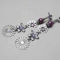 kolczyki kwiaty,romantyczne,srebro - Kolczyki - Biżuteria