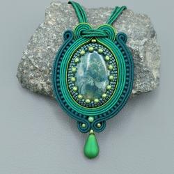 zielony wisior sutasz z agatem mszystym - Wisiory - Biżuteria