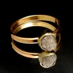 przepiękny pierścionek z surowym diamentem,złoto - Pierścionki - Biżuteria