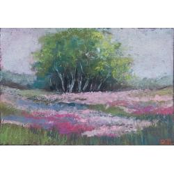 drzewo obraz namalowany pastelami,łąka - Obrazy - Wyposażenie wnętrz