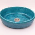 Ceramika i szkło umywalka owalna z gliny ręcznie robiona,niebieska