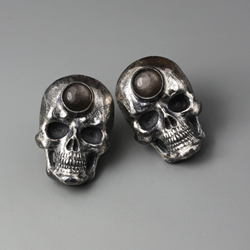 kolczyki czaszki srebro,czakry,obsydian,unikaty - Kolczyki - Biżuteria