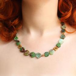 geometryczny,zielony,hexagony - Naszyjniki - Biżuteria