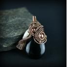 Wisiory wire wrapping,miedziany wisior,onyks,kamień