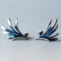 niebieskie kolczyki skrzydełka,kolczyki skrzydła - Kolczyki - Biżuteria