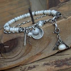 subtelna bransoletka z pereł,srebra bransoletka - Bransoletki - Biżuteria