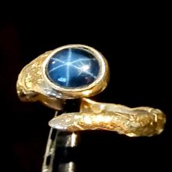 szafir,gwiazda,złoto,złoty pierścień,blask - Pierścionki - Biżuteria