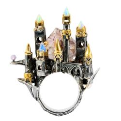 zamek pierścień,dzieło sztuki biżuteria, - Pierścionki - Biżuteria