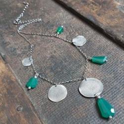 naszyjnik ze srebra i zielonych onyksów,prezent - Naszyjniki - Biżuteria