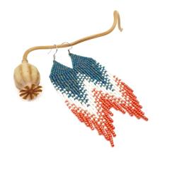 koralikowe kolczyki z frędzlami - Kolczyki - Biżuteria