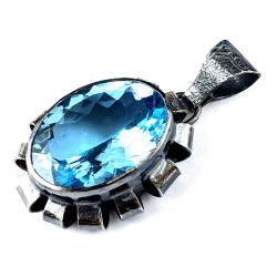 topaz,srebrny,blue,srebro,okaz,retro,royal - Wisiory - Biżuteria